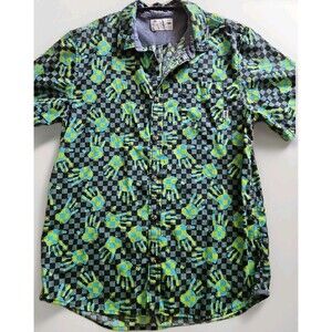Vans The Joel Tudor Collection Hand Print Green button-up shirt 100% Cotton